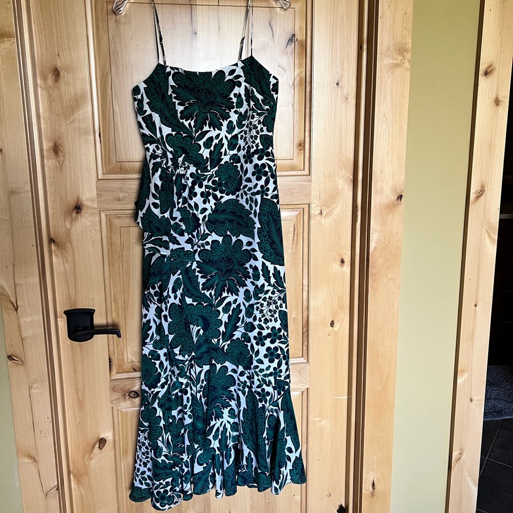 J Crew Silk dress, Navy and green. Never worn NWT Size 6